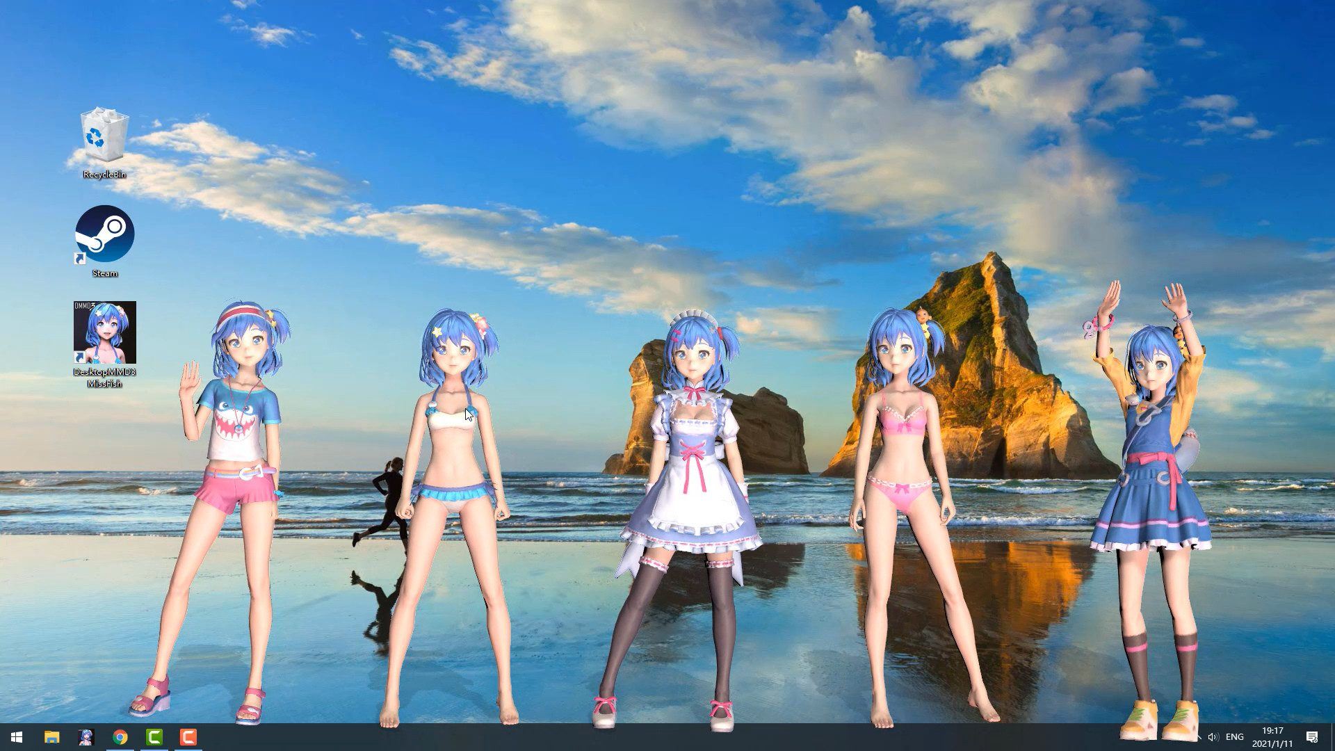 桌面萌娘3鱼鱼小姐(赠送整合集成百+款-模型+音乐舞蹈）-3